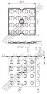 ILENS228-R5050-TYPE2S-16H1-NH линза для светодиода; 49,9*49,9*4,95мм; 80*151°; PC