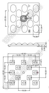 ILENS286-R5050-TYPE3M-12H1-NH линза для светодиода; 50*50мм; TYPE3-M; PC