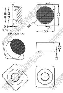 ILENS874-S1211-B30-NH линза для светодиода; 12,0*10,5*5,5мм; 30°; PC