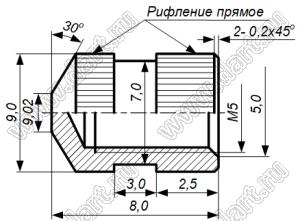 БА8.226.311-04 (ЮПИЯ.714633.003-04) втулка резьбовая закладная; М5; L=8,0мм; латунь пассивированная