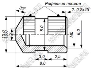 БА8.226.310-05 (ЮПИЯ.714633.002-05) втулка резьбовая закладная; М6; L=8,0мм; сталь углеродистая оцинкованная