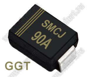 SMCJ90A (SMC/DO-214AB) диод защитный SMD однополярный; Vrwm=90,00В; Ipp=10,3А; 1500Вт