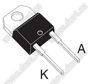 STTH1210DI (TO-220lns) диод выпрямительный сверхбыстродействующий; V RRM=1000В; IO@T=12А; Tраб. -40…+175°C