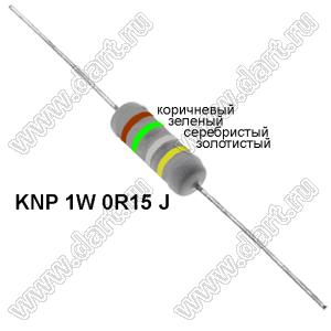 KNP 1W 0R15 J резистор проволочный; 1 Вт; 0,15(Ом); 5%