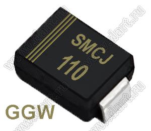 SMCJ110 (SMC/DO-214AB) диод защитный SMD однополярный; Vrwm=110В; Ipp=15,4А; 3000Вт