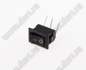 KCD11-A-101O14BB-R переключатель клавишный ON-OFF; 15,0х10,5мм; 3A 250VAC/6A 125VAC; толкатель черный/корпус черный; без подсветки;  маркировка "O I"; терминалы PC угловые правые