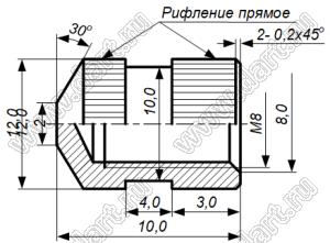 БА8.226.312-06 (ЮПИЯ.714633.004-06) втулка резьбовая закладная; М8; L=10,0мм; латунь никелированная