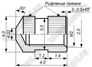 БА8.226.311 (ЮПИЯ.714633.003) втулка резьбовая закладная; М2; L=4,0мм; латунь пассивированная