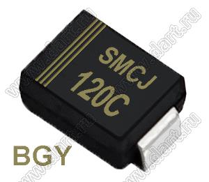 SMCJ120C (SMC/DO-214AB) диод защитный SMD биполярный; Vrwm=120В; Ipp=14А; 3000Вт