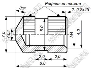 БА8.226.309-03 (ЮПИЯ.714633.001-03) втулка резьбовая закладная; М4; L=6,0мм; сталь нержавеющая пассивированная