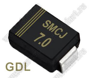 SMCJ7.0 (SMC/DO-214AB) диод защитный SMD однополярный; Vrwm=7,00В; Ipp=112,8А; 1500Вт