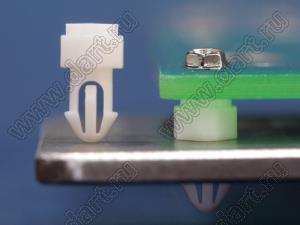 BSE-2.2L фиксатор платы с защелкой в шасси; t=1.7~3.05мм; d отв.=3.0мм; нейлон-66 (UL); натуральный