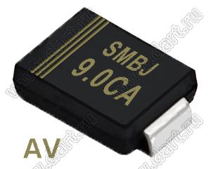 SMBJ9.0CA (SMB/DO-214AA) диод защитный SMD биполярный