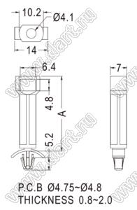 SRLA-29.5 фиксатор платы с защелкой и для крепления пистоном; A=29,5мм; нейлон-66 (UL); натуральный