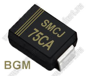 SMCJ75CA (SMC/DO-214AB) диод защитный SMD биполярный; Vrwm=75,00В; Ipp=12,4А; 1500Вт