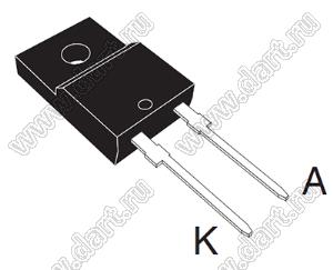 STTH1210FP (TO-220FPAC) диод выпрямительный сверхбыстродействующий; V RRM=1000В; IO@T=12А; Tраб. -40…+175°C