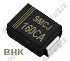 SMCJ160CA (SMC/DO-214AB) диод защитный SMD биполярный; Vrwm=160В; Ipp=11,6А; 3000Вт