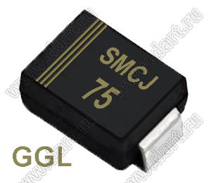 SMCJ75 (SMC/DO-214AB) диод защитный SMD однополярный; Vrwm=75,00В; Ipp=11,2А; 1500Вт