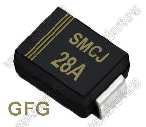 SMCJ28A (SMC/DO-214AB) диод защитный SMD однополярный; Vrwm=28,00В; Ipp=33,0А; 1500Вт
