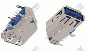 US9SF-BU011-GRDY02 розетка USB 3.0, тип A, угловой