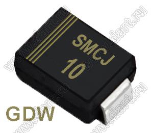 SMCJ10 (SMC/DO-214AB) диод защитный SMD однополярный; Vrwm=10В; Ipp=159,6А; 3000Вт