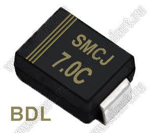 SMCJ7.0C (SMC/DO-214AB) диод защитный SMD биполярный; Vrwm=7,00В; Ipp=112,8А; 1500Вт