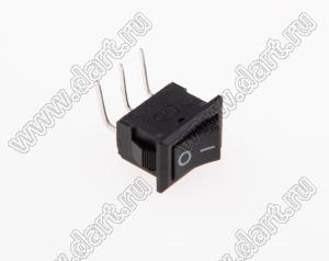 KCD11-A-101O14BB-L переключатель клавишный ON-OFF; 15,0х10,5мм; 3A 250VAC/6A 125VAC; толкатель черный/корпус черный; без подсветки;  маркировка "O I"; терминалы PC угловые левые