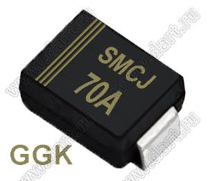 SMCJ70A (SMC/DO-214AB) диод защитный SMD однополярный; Vrwm=70,00В; Ipp=13,3А; 1500Вт