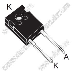 STTH6012WL (DO-247LL) диод выпрямительный сверхбыстродействующий; V RRM=1200В; IO@T=60А; Tраб. -40…+175°C