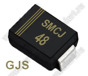 SMCJ48 (SMC/DO-214AB) диод защитный SMD однополярный; Vrwm=48,00В; Ipp=17,5А; 1500Вт