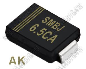 SMBJ6.5CA (SMB/DO-214AA) диод защитный SMD биполярный