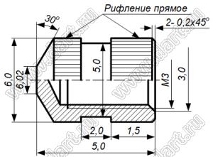 БА8.226.312-02 (ЮПИЯ.714633.004-02) втулка резьбовая закладная; М3; L=5,0мм; латунь никелированная