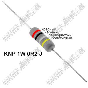 KNP 1W 0R2 J резистор проволочный; 1 Вт; 0,20(Ом); 5%