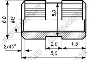 БА8.226.305-02 (ЮПИЯ.713663.002-02) втулка резьбовая закладная; М3; L=5,0мм; сталь углеродистая оцинкованная