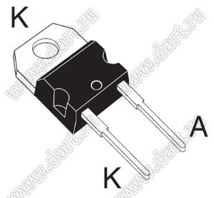 STPSC10065Y (TO-220AC) диод Шоттки мощный автомобильный; V RRM=650В; IO@T=10А; Tраб. -40…+175°C