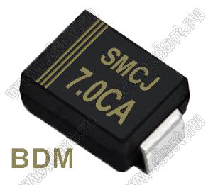 SMCJ7.0CA (SMC/DO-214AB) диод защитный SMD биполярный; Vrwm=7,00В; Ipp=125,0А; 1500Вт
