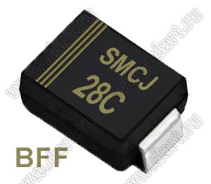 SMCJ28C (SMC/DO-214AB) диод защитный SMD биполярный; Vrwm=28,00В; Ipp=30,0А; 1500Вт