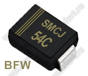 SMCJ54C (SMC/DO-214AB) диод защитный SMD биполярный; Vrwm=54,00В; Ipp=15,6А; 1500Вт