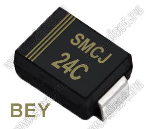 SMCJ24C (SMC/DO-214AB) диод защитный SMD биполярный; Vrwm=24В; Ipp=69,8А; 3000Вт