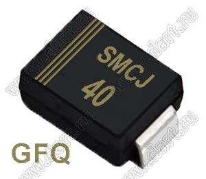 SMCJ40 (SMC/DO-214AB) диод защитный SMD однополярный; Vrwm=40,00В; Ipp=21,0А; 1500Вт