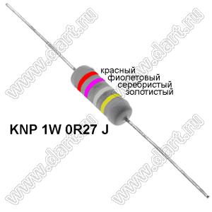 KNP 1W 0R27 J резистор проволочный; 1 Вт; 0,27(Ом); 5%