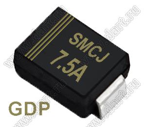 SMCJ7.5A (SMC/DO-214AB) диод защитный SMD однополярный; Vrwm=7,50В; Ipp=116,3А; 1500Вт