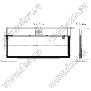 KD080FM-8 дисплей TFT 8,0-дюймовый 1600x480 6/8-битный LVDS-интерфейс IPS TFT LCD; 8,0дюйм; Количество цветов 16,7M; габариты 208,00x73,00x5,50мм