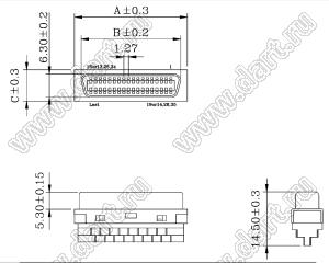 B03-026411EN-01 розетка SCSI на кабель; 26-конт.
