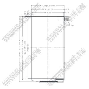 KD050OLEDN116-SP005A-HDMI дисплей AMOLED 5,0-дюймовый с разрешением 720x1280 пикселей на ячейке и интерфейсом HDMI; 5,0дюйм; Количество цветов 16,7M; габариты 64,12x116,72x11,64мм