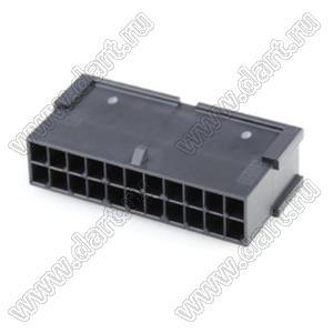 HX30002-22RF (Micro-Fit 3.0™ MOLEX 43020-2201) колодка на кабель (вилка) двухрядная без защелок в панель; шаг 3,0мм; P 3,00мм; 2x11-конт.