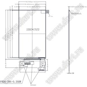 KD055OLEDN030 дисплей AMOLED 5,5-дюймовый встроенный с разрешением 1080x1920 пикселей и интерфейсом MIPI; 5,5дюйм; Количество цветов 16,7M; габариты 69,74x126,60x0,82мм