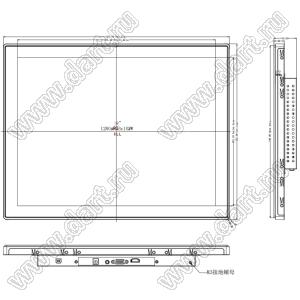 KD190SXFLA007-CTP-Monitor монитор TFT 19,0-дюймовый полноцветный с интерфейсом HDMI/VGA 1280x1024, емкостная сенсорная панель; 19,0 inchдюйм; Количество цветов 16,7M; габариты 429,60x357,00x43,00мм