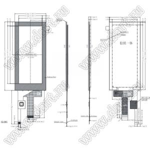 KD040QHFID049-C039A дисплей IPS 4,0-дюймовый IPS TFT 400x960 ST7701S MIPI-интерфейс, с емкостной сенсорной панелью, TFT; 4,0дюйм; Количество цветов 65K/262K/16,7M; габариты 52,50x112,08x3,55мм
