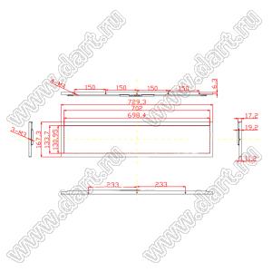 KD280FM-1 дисплей TFT 28-дюймовый ЖК-модуль с интерфейсом LVDS 1920x360 IPS TFT LCD с полным углом обзора; 28,0дюйм; Количество цветов 65K/262K/16,7M; габариты 729,30x167,30x19,20мм